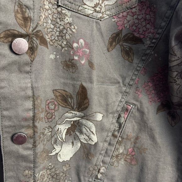 Democracy Floral Dark Green Women's Jacket New With Tags Size Large Denim Style - Picture 2 of 9